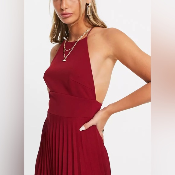 NWT ASOS RACERBACK PLEATED MIDI DRESS - Picture 3 of 6